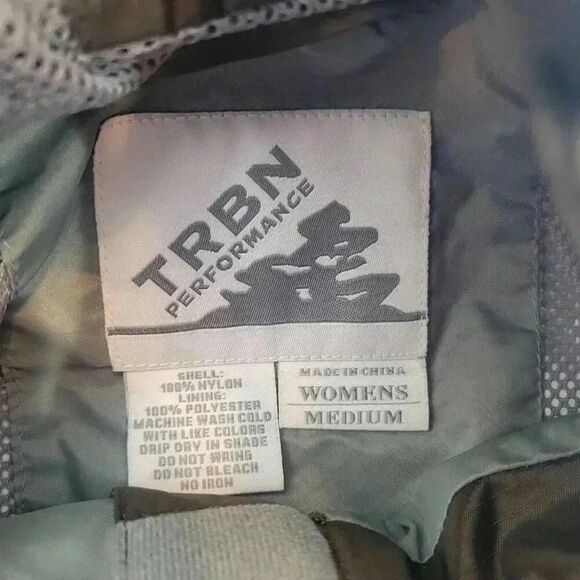 TRBN Women's Dark Moss Green Nylon Hooded Performance Windbreaker Rain Jacket - Picture 11 of 11